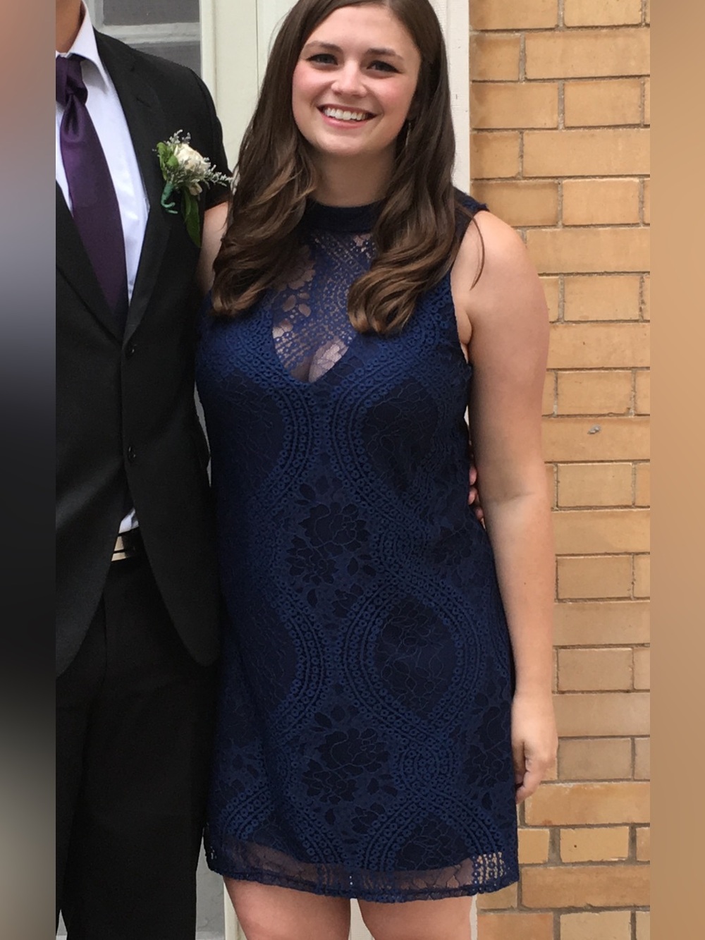 Francesca's Collections Navy Lace Mini Dress